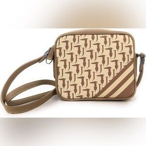 Trussardi Vanilla Cross Body Logo Monogram Stripes, Women's Shoulder Bag